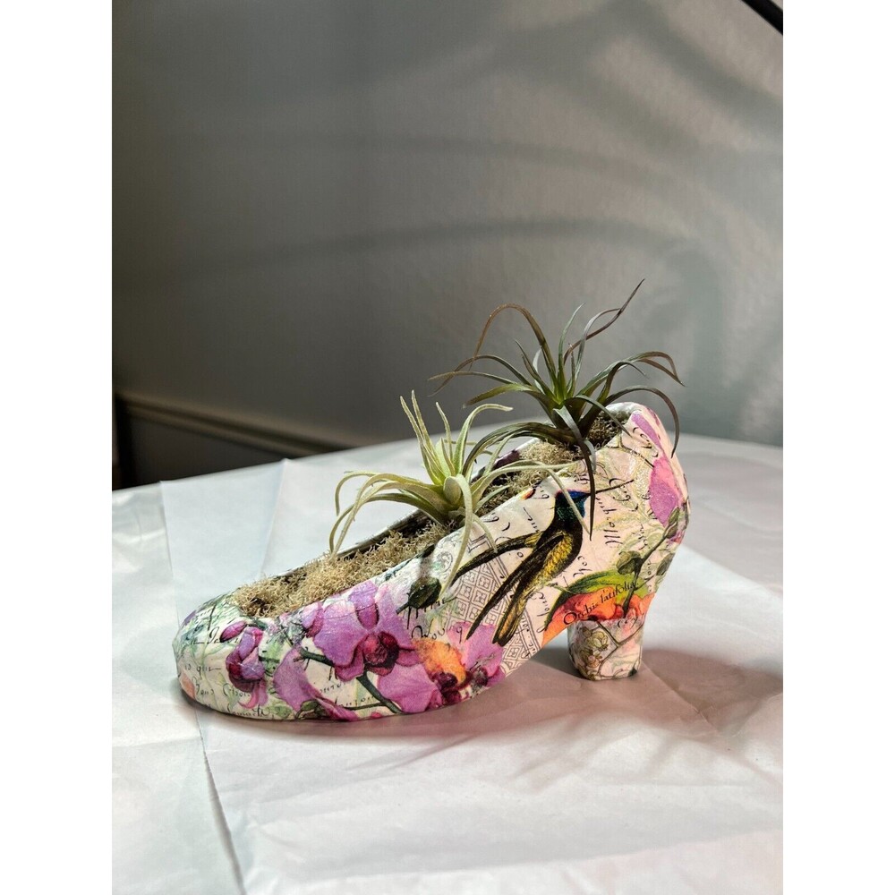 Handmade Decoupage Shoe with Air Plants
